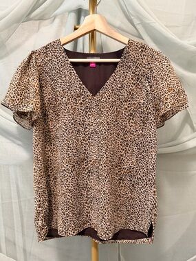 Vince Camuto Animal Print Flutter Sleeve Blouse